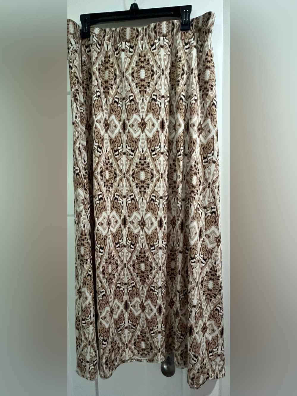 Boho Ruby Rd. Brown & Cream Geometric Maxi Skirt Size XL